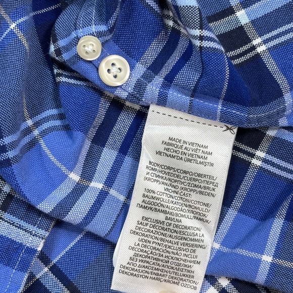 Polo Ralph Lauren‎ Oxford Shirt Men's 2XB Blue Cotton Plaid Pocket Flesh Pony - Picture 12 of 14